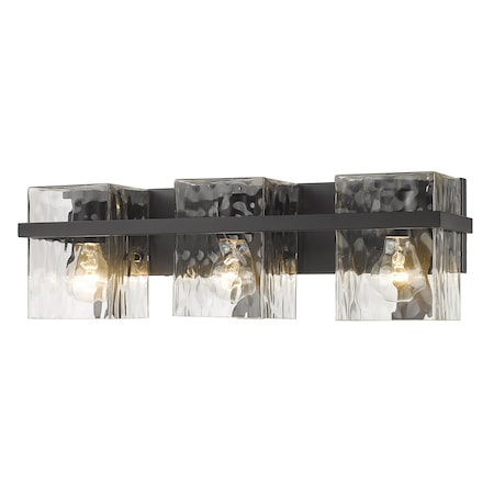 Z-Lite Bennington 3 Light Vanity, Matte Black & Clear 1938-3V-MB